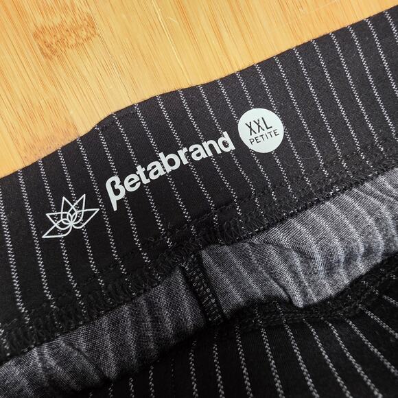 BETABRAND Straight Leg Yoga Dress Pant Size XXLP Black Pinstripe Pull-On Stretch - Picture 4 of 6